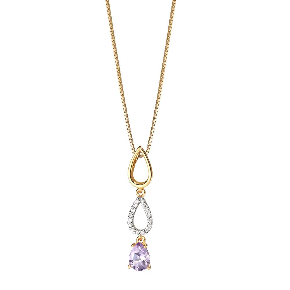 Anhänger 750/18 K Gelbgold Diamant 0.07 ct, 16 Steine, w-si, Amethyst