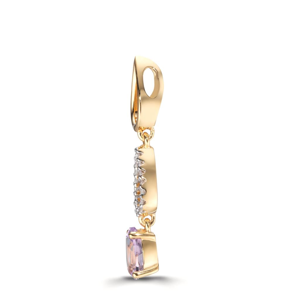Anhänger 750/18 K Gelbgold Diamant 0.07 ct, 16 Steine, w-si, Amethyst