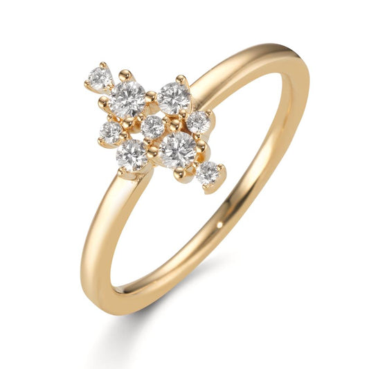 Fingerring 750/18 K Gelbgold Diamant 0.22 ct, 9 Steine, w-si