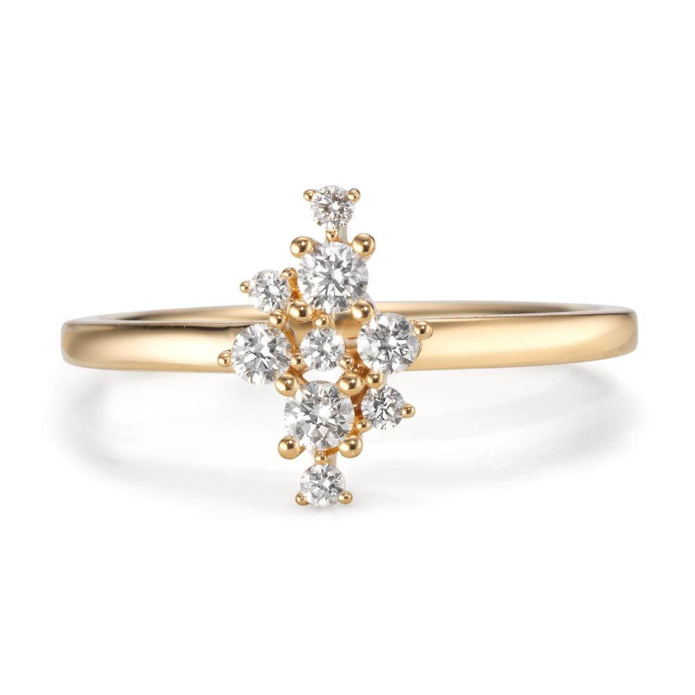 Fingerring 750/18 K Gelbgold Diamant 0.22 ct, 9 Steine, w-si