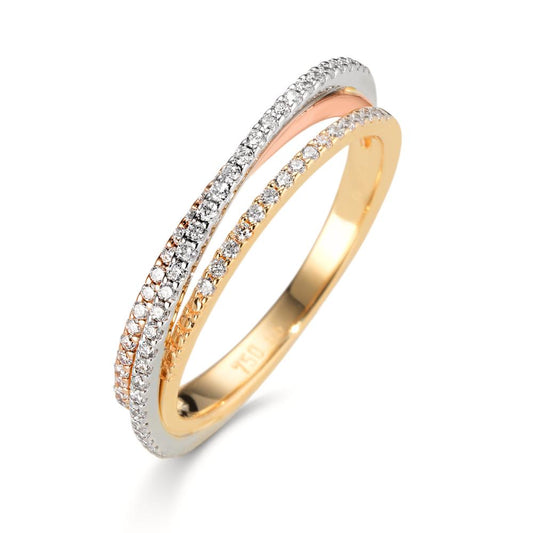 Fingerring 750/18 K Gelbgold, 750/18 K Weissgold, 750/18 K Rosegold Diamanten 0.24 ct, w-si