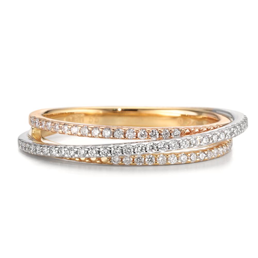 Fingerring 750/18 K Gelbgold, 750/18 K Weissgold, 750/18 K Rosegold Diamanten 0.24 ct, w-si
