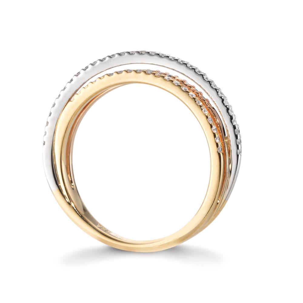 Fingerring 750/18 K Gelbgold, 750/18 K Weissgold, 750/18 K Rosegold Diamanten 0.24 ct, w-si