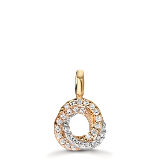 Anhänger 750/18 K Gelbgold, 750/18 K Weissgold, 750/18 K Rosegold Diamanten 0.13 ct, w-si Ø9 mm
