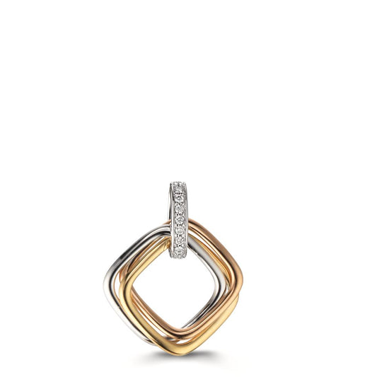 Anhänger 750/18 K Gelbgold, 750/18 K Weissgold, 750/18 K Rotgold Diamant 0.045 ct, 9 Steine, w-si Ø15 mm