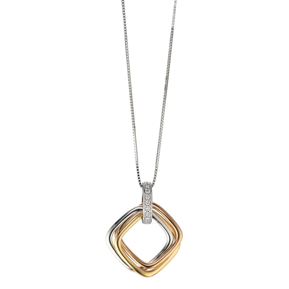 Anhänger 750/18 K Gelbgold, 750/18 K Weissgold, 750/18 K Rotgold Diamant 0.045 ct, 9 Steine, w-si Ø15 mm