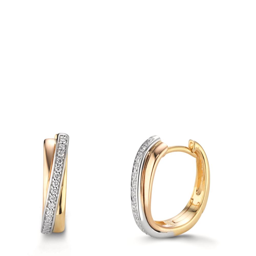 Klappcreolen 750/18 K Gelbgold, 750/18K Weißgold, 750/18 K Rotgold Diamanten 0.09 ct, w-si