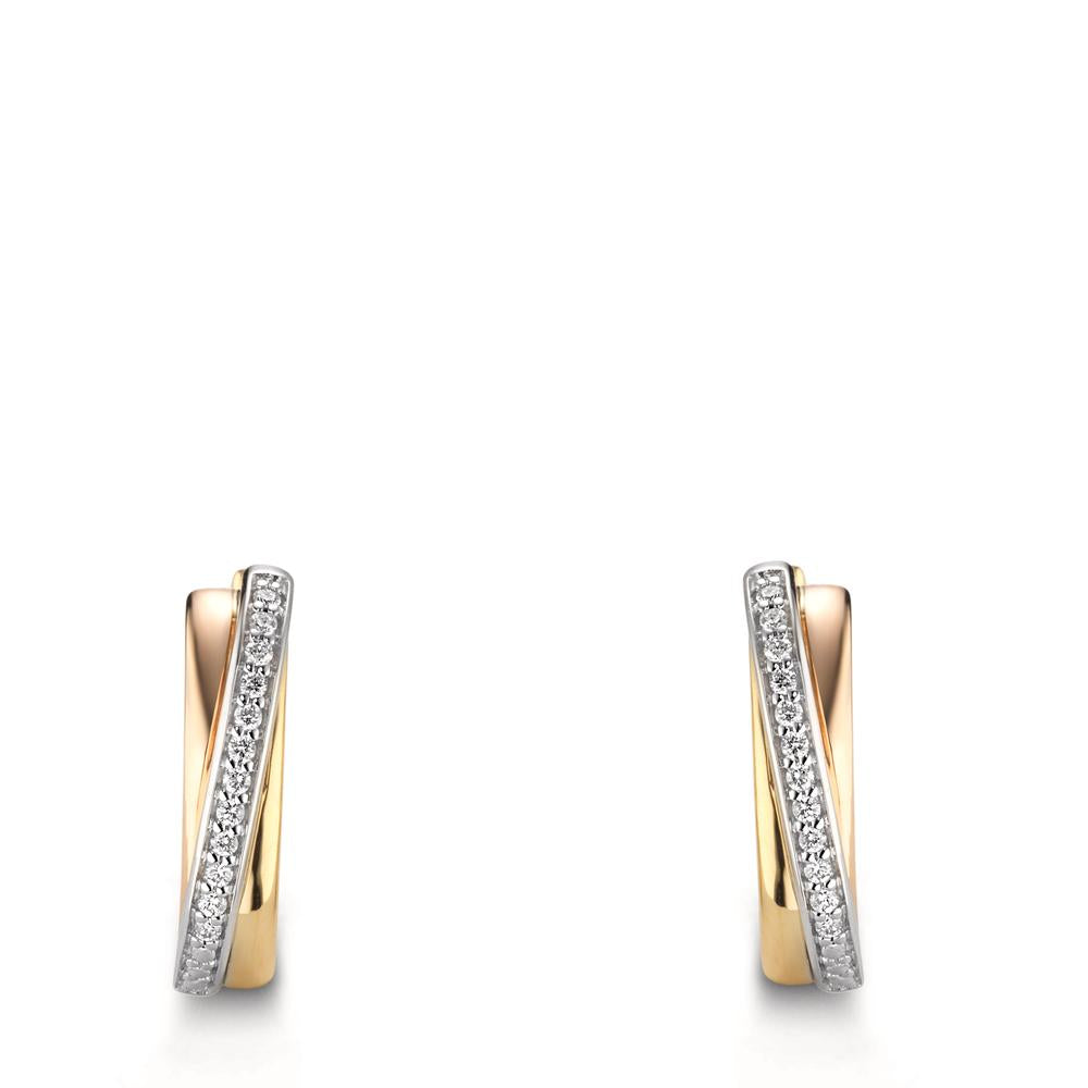 Klappcreolen 750/18 K Gelbgold, 750/18K Weißgold, 750/18 K Rotgold Diamanten 0.09 ct, w-si