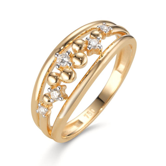 Fingerring 750/18 K Gelbgold Diamant 0.10 ct, 5 Steine, w-si