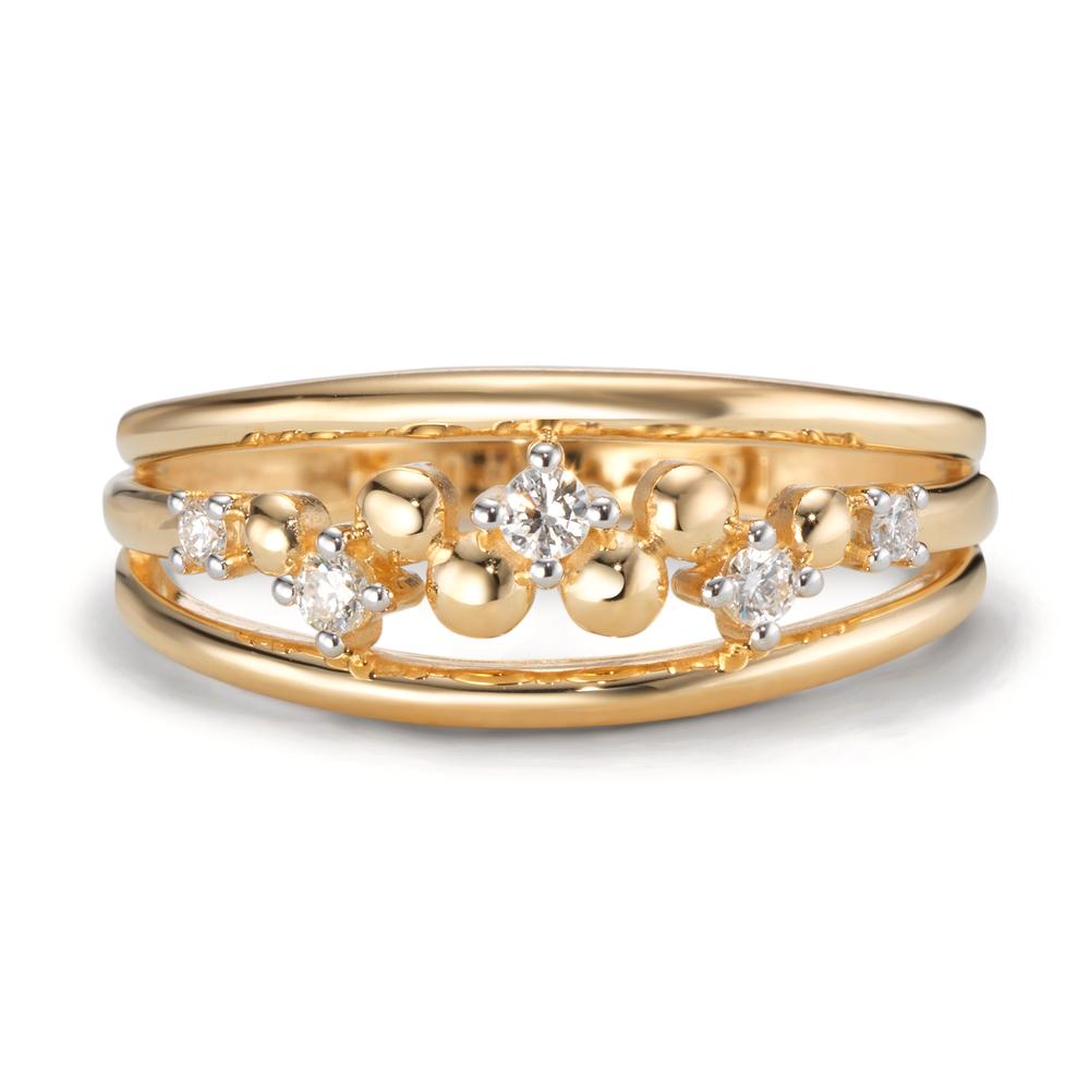 Fingerring 750/18 K Gelbgold Diamant 0.10 ct, 5 Steine, w-si