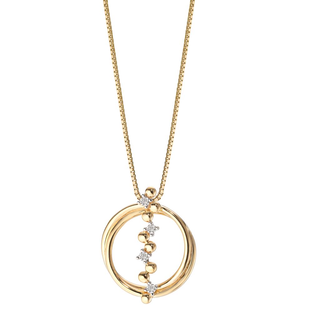 Anhänger 750/18 K Gelbgold Diamant 0.10 ct, 4 Steine, w-si Ø18 mm