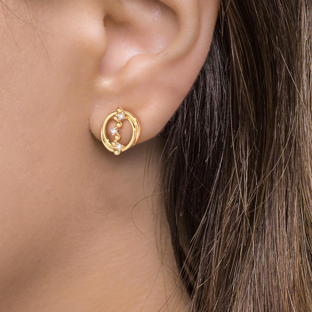 Ohrstecker 750/18 K Gelbgold Diamant 0.10 ct, 6 Steine, w-si Ø12 mm