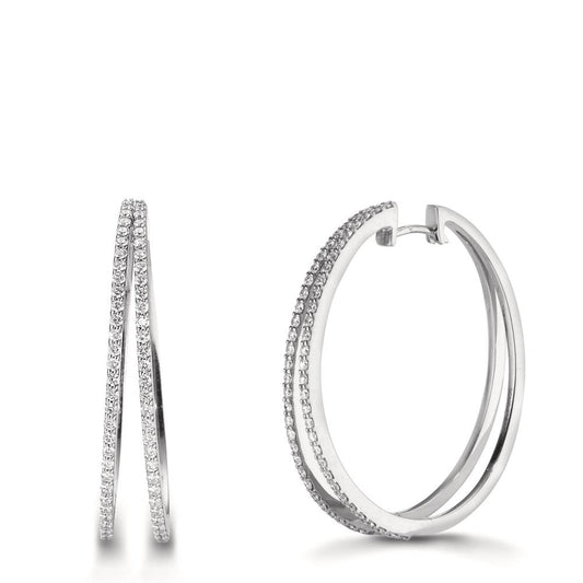 Klappcreolen 750/18 K Weissgold Diamanten 0.91 ct, w-si