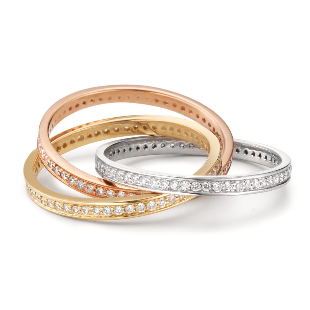 Fingerring 750/18 K Weissgold, 750/18 K Gelbgold, 750/18 K Rotgold Diamanten 0.76 ct, w-si