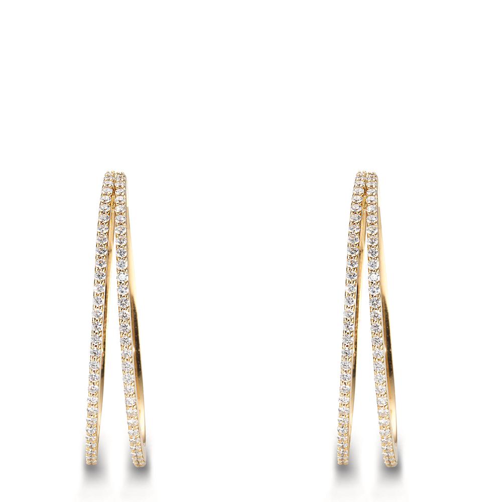Klappcreolen 750/18 K Gelbgold Diamanten 0.91 ct, w-si
