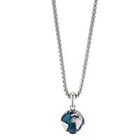 Halskette mit Anh�nger Edelstahl blau IP beschichtet Weltkugel 80 cm