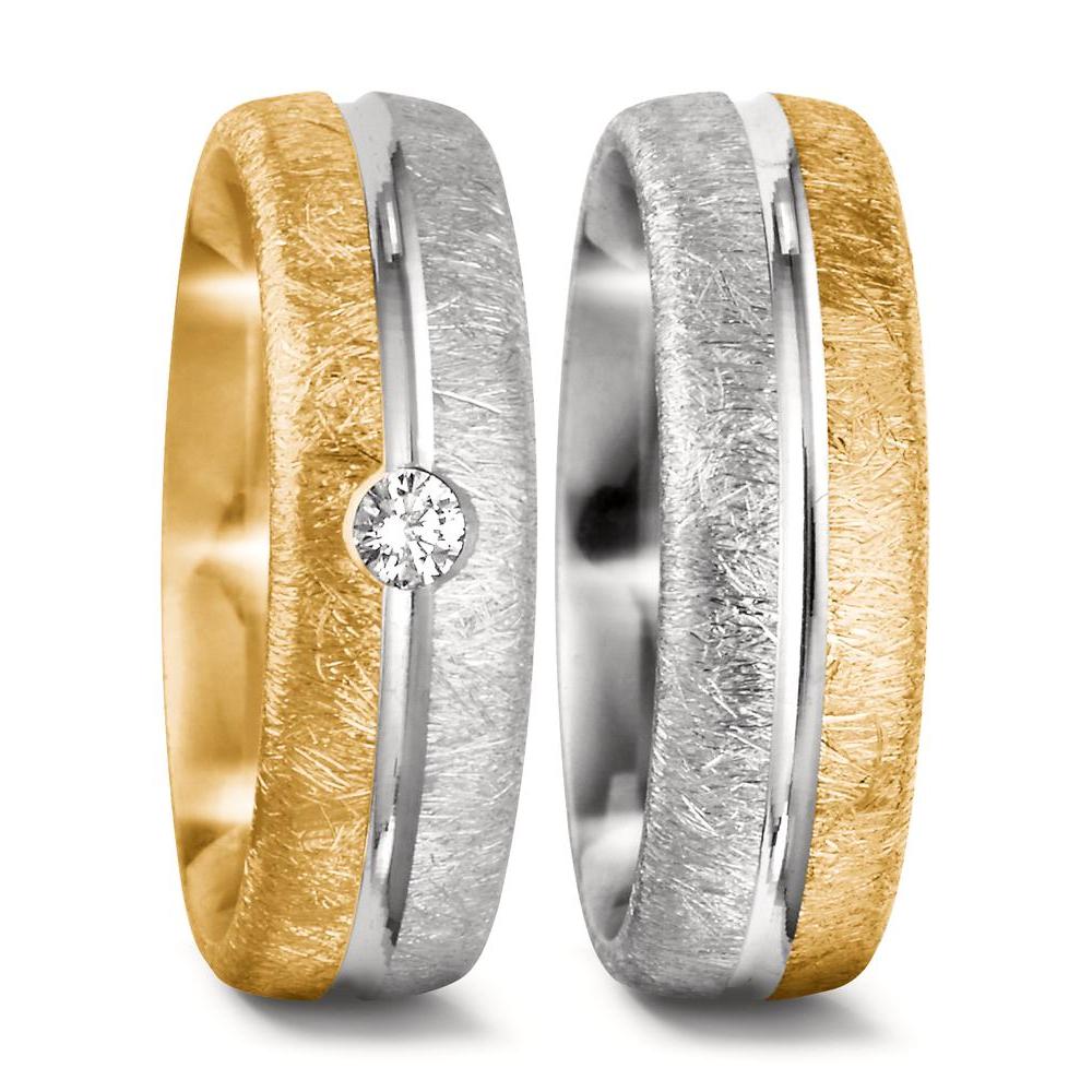 Partnerring 750/18 K Gelbgold, 750/18 K Weissgold Diamant 0.07 ct, tw-si-530874
