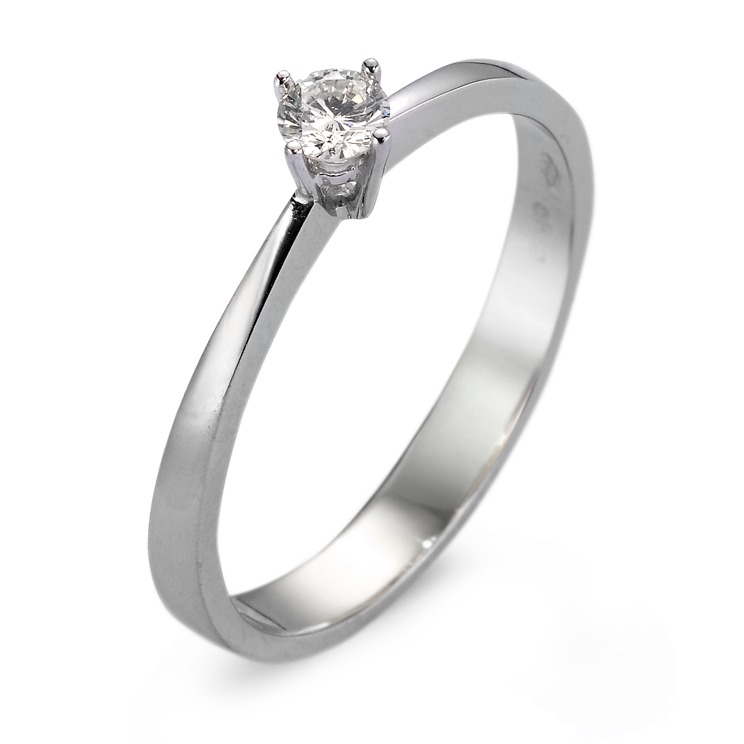 Solitär Ring 750/18 K Weissgold Diamant weiss, 0.10 ct, vsi rhodiniert-561412