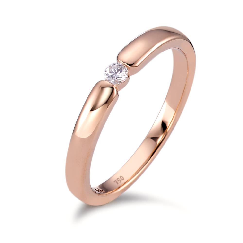 Solitär Ring 750/18 K Rosegold Diamant weiss, 0.06 ct, Brillantschliff, w-si-565946