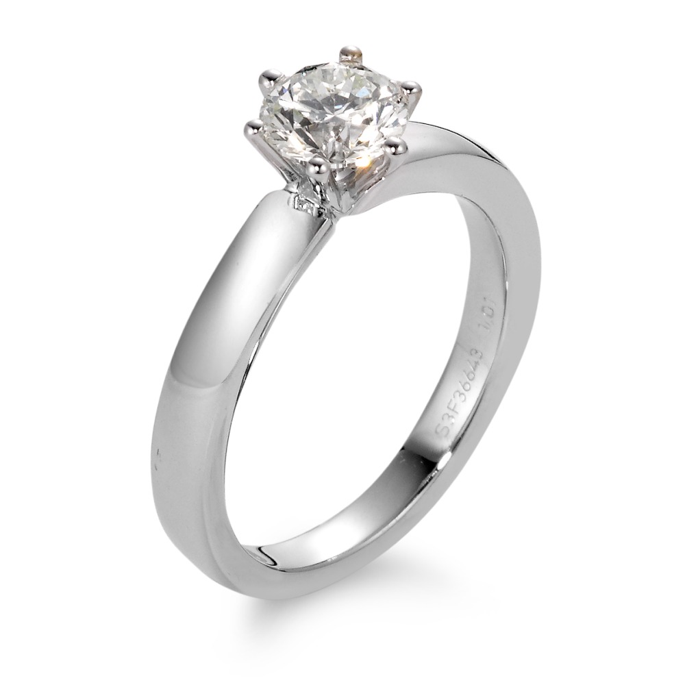 Solitär Ring 750/18 K Weissgold Diamant weiss, 1 ct, Brillantschliff, si, IGI Ø6 mm-566109