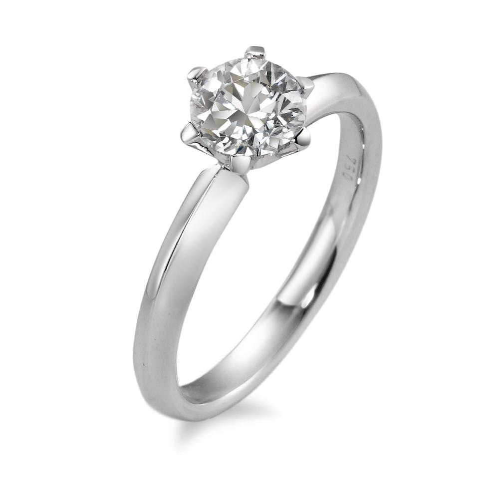 Solitär Ring 750/18 K Weissgold Diamant weiss, 1 ct, Brillantschliff, si, IGI Ø7 mm-566154