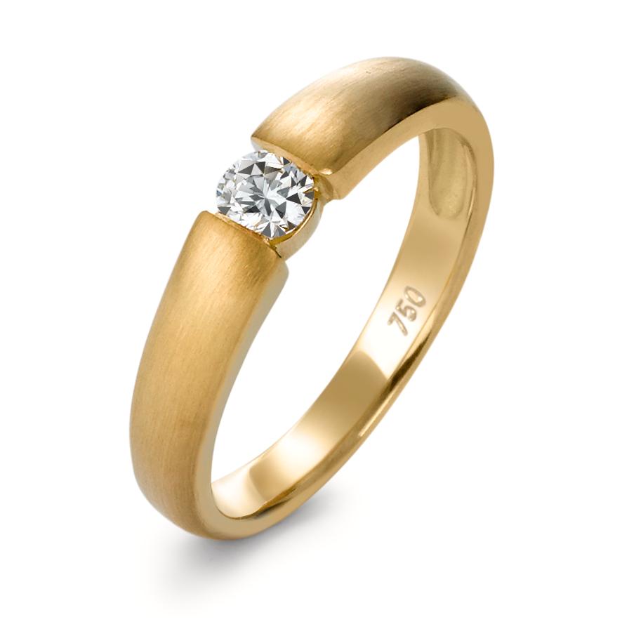 Solitär Ring 750/18 K Gelbgold Diamant 0.20 ct, w-si-572724