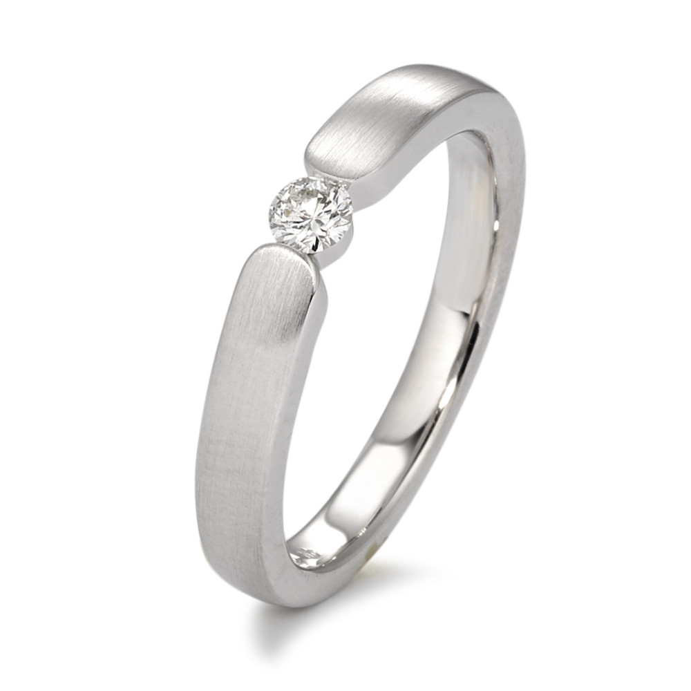 Solitär Ring 750/18 K Weissgold Diamant weiss, 0.10 ct, Brillantschliff, w-si-583657