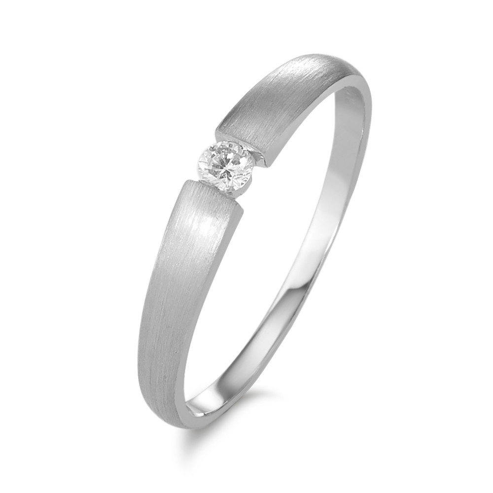 Solitär Ring 750/18 K Weissgold Diamant 0.06 ct, w-si-584207