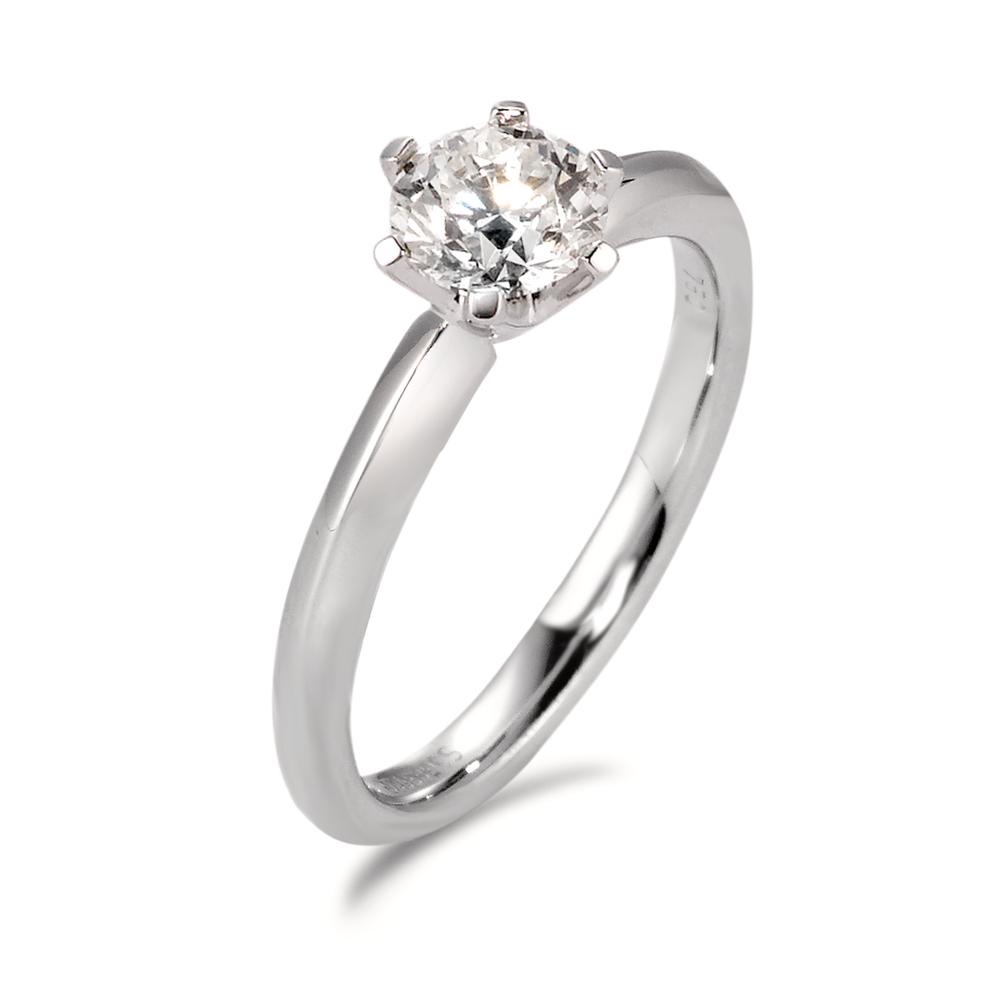 Solitär Ring 750/18 K Weissgold Diamant 0.75 ct, Brillantschliff, w-si, GIA-592878