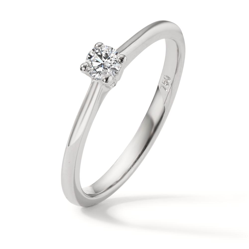 Solitär Ring 750/18 K Weissgold Diamant 0.15 ct, w-si-597590