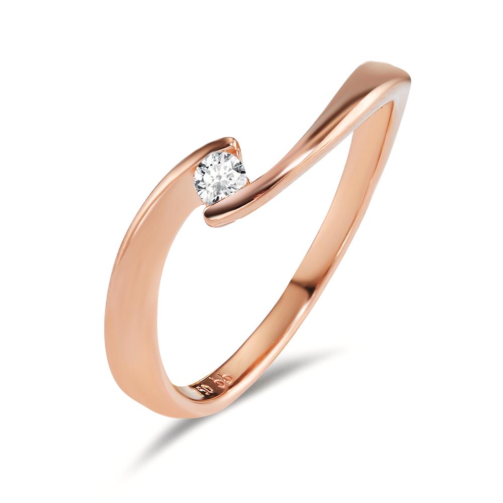 Solitär Ring 750/18 K Rotgold Diamant 0.06 ct, w-si-600391