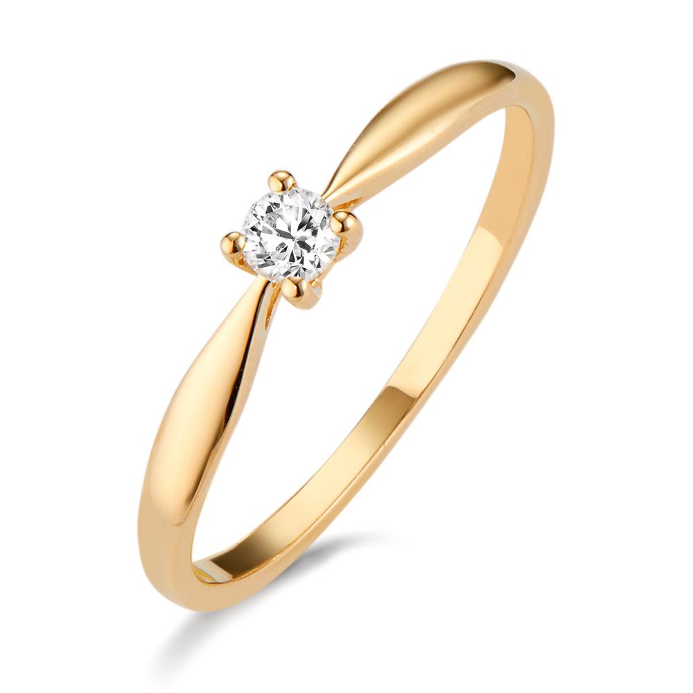 Solitär Ring 750/18 K Gelbgold Diamant 0.10 ct, w-si-601175